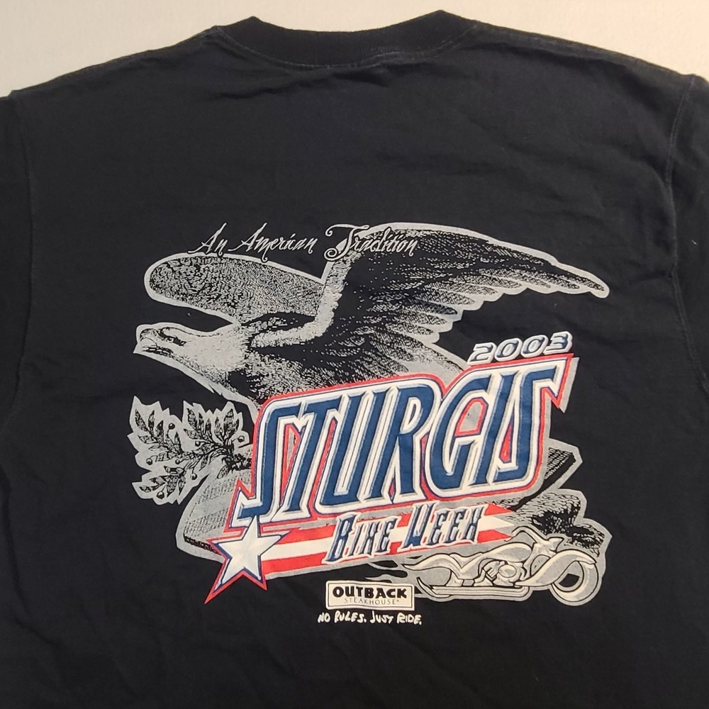 Vintage 2003 Sturgis Black Hills Motorcycle Rally T Shirt Black Size Large Biker